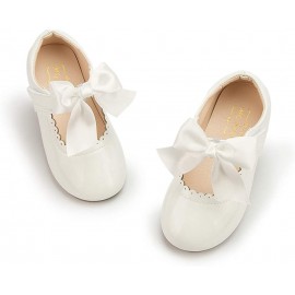 Girls' Fashion Shoes Flats | Meckior Toddler Little Girl Mary Jane Dress Shoes Ballet Flats for Girl Party School Shoes Bowknot Princess Shoes