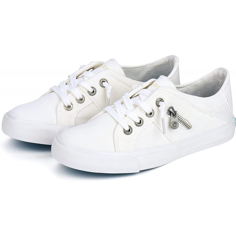 JENN ARDOR Women’s Walking Shoes Slip-On Sneakers Elastic Tieless Sports Tennis Loafers Retro Fashion Comfortable Zipper Decor Flats