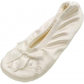 Girls' Fashion Shoes Slippers | isotoner Girl's Satin Ballerina with Embroidered Pearl
