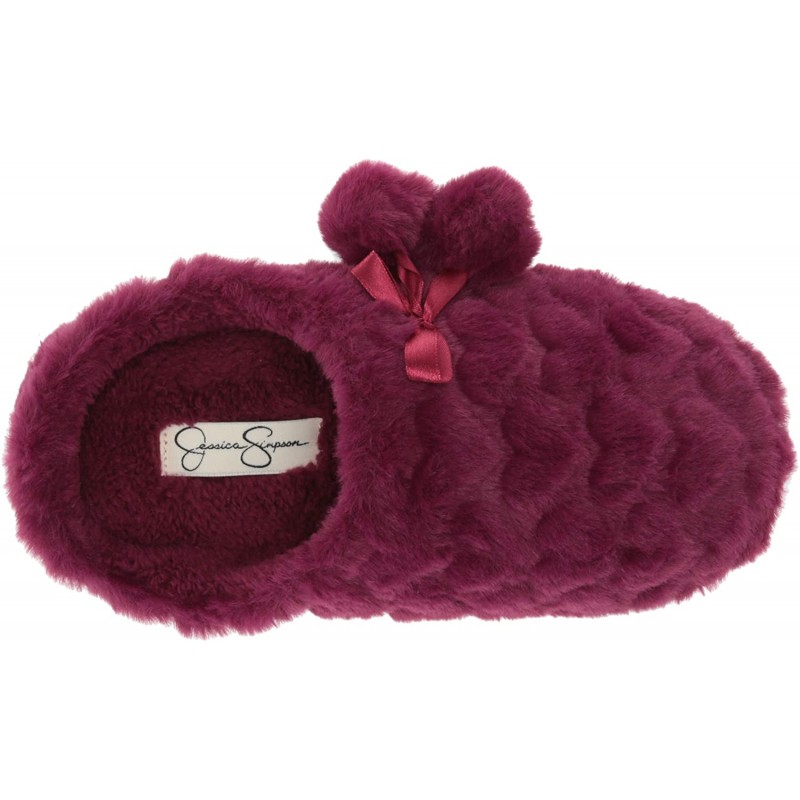 Girls' Fashion Shoes Slippers | Jessica Simpson Girls Plush Slip-On Clogs Comfy Memory Foam Slipper House Shoe with Cute Hearts and Pom Poms for Kids