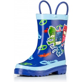 Boys' Fashion Shoes Boots | PJ Masks Catboy Gekko and Owlette Boys Blue Rubber Rain Boots Easy-on Handles Toddler and Little Kids