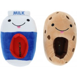 Boys' Fashion Shoes Slippers | FEETMOJI Toddler Slippers Warm Novelty Plush House Shoes Milk and Cookie Toddler Size 5 6 to 9 10