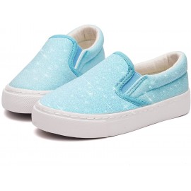 Boys' Fashion Shoes Sneakers | Toandon Low Top Slip On Glitter Canvas Sneakers for Little Kids