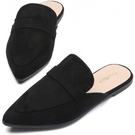 CicoMuin Open Back Mules for Women Flats Closed Pointed Toe Slip On Loafer Womens Mules Slides Comfy Business Casual Shoes
